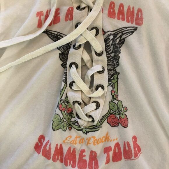 White Graphic Lace-Up Women Top - Picture 2 of 4